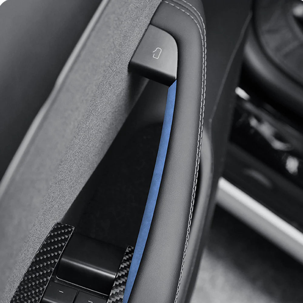 Tesla Model 3 Highland 2024+ & Tesla Model Y Juniper 2025+ Alcantara Door Handle Cover Wrap Kit – Premium Suede Interior Trim Protection Upgrade for Front & Rear Door Handles