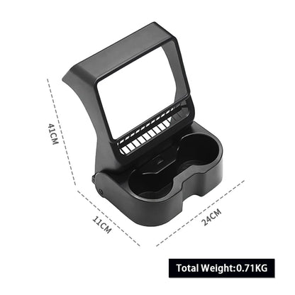 Rear Cup Holder & Center Console Organizer for 2024+ Tesla Model 3 Highland & 2026+ Tesla Model Y Juniper | Vent-Mounted Foldable Storage Tray with Cup Holders, Cable Management & Interior Protection