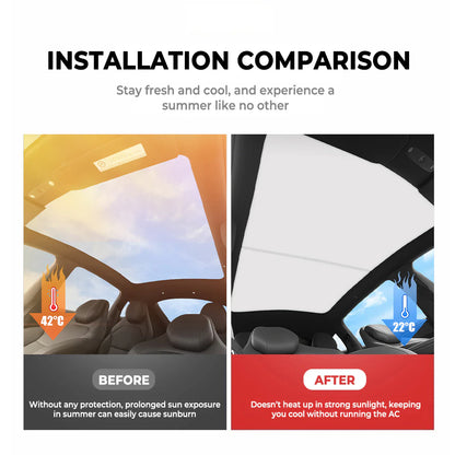 Custom Split Glass Roof Sunshade for 2026+ Tesla Model YL (Long Wheelbase) – Heat Insulation UV Block Panoramic Roof Shade with OEM Fit & Foldable Design