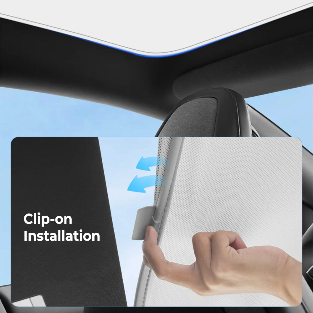 Custom Split Glass Roof Sunshade for 2026+ Tesla Model YL (Long Wheelbase) – Heat Insulation UV Block Panoramic Roof Shade with OEM Fit & Foldable Design