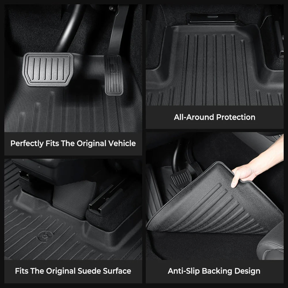 Custom-Fit TPE All-Weather Floor Mats for Tesla Model YL 2026+ Right-Hand Drive (RHD) – Full Coverage 4-Piece Set, Waterproof, Eco-Friendly Interior Protection