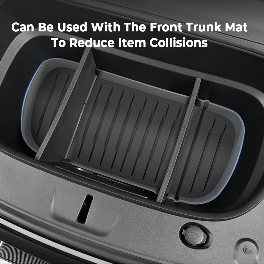 2026+ Tesla Model Y Juniper Front Trunk Organizer – Custom Waterproof Frunk Storage Divider for Long Range & Performance | Multi-Compartment PP Cargo Organizer with Easy Clip-In Installation