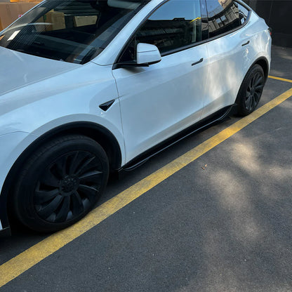 Sport Performance ABS Side Skirts for 2026+ Tesla Model Y Juniper | Split-Design Aerodynamic Side Skirt Kit with Matte Black, Gloss Black & Carbon Fiber-Style Finishes