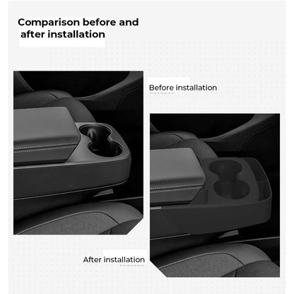 Tesla Model Y 2026+ Standard Center Console Silicone Cup Holder Insert with Glasses Slot & Storage Compartments – Non-Slip One-Piece Organizer for Tesla Model Y Standard Interior