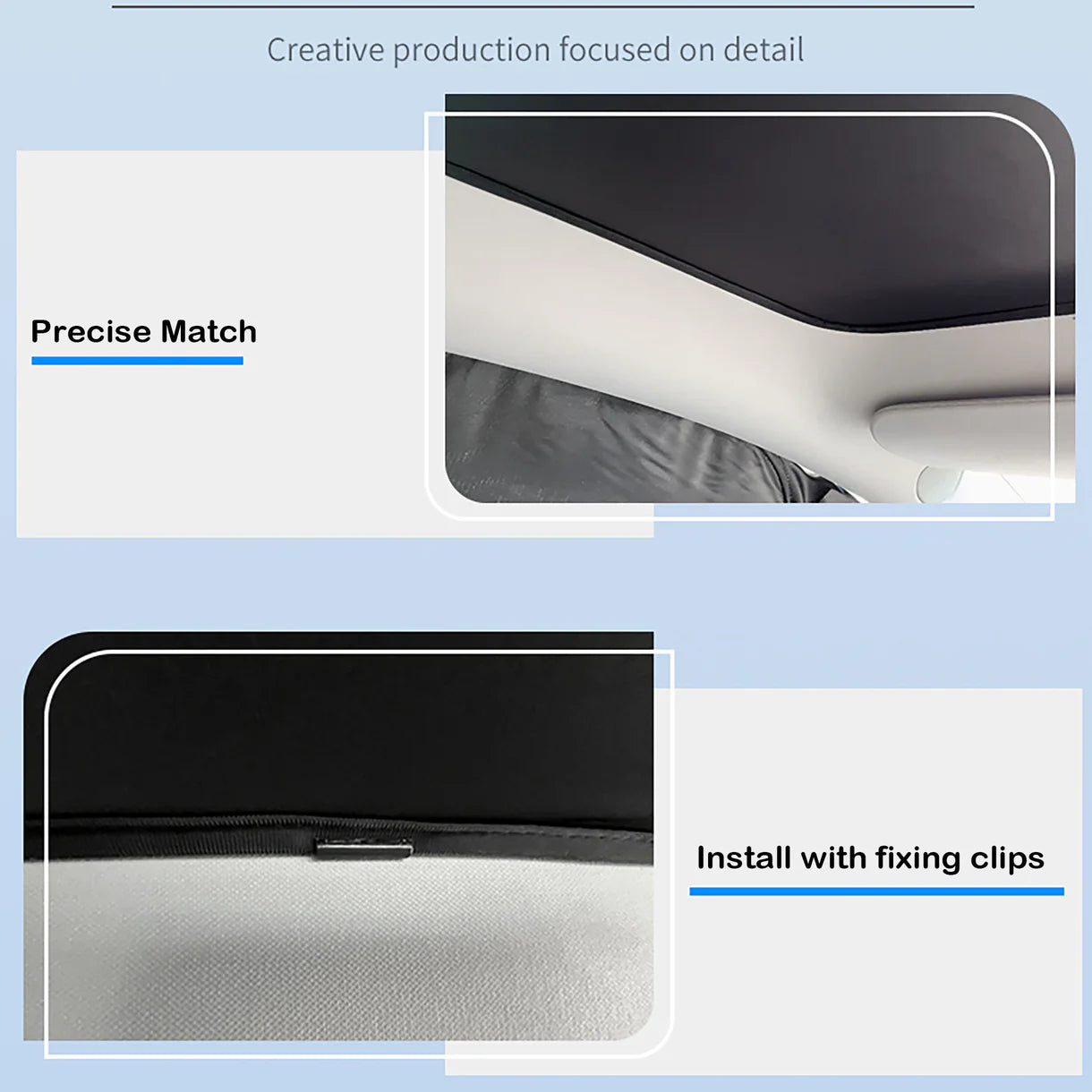 Tesla Model Y Juniper 2025+ Panoramic Glass Roof Sunshade Kit – Full Coverage UV & Heat Insulation Sunshade for Tesla Model Y Juniper AWD/RWD/Performance