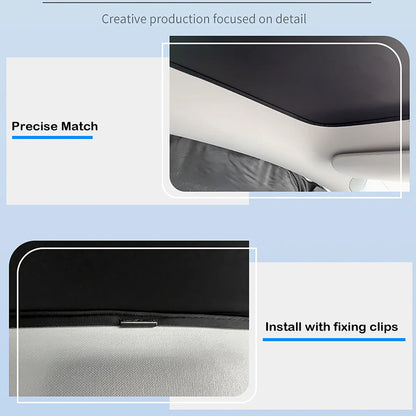 Tesla Model Y Juniper 2025+ Panoramic Glass Roof Sunshade Kit – Full Coverage UV & Heat Insulation Sunshade for Tesla Model Y Juniper AWD/RWD/Performance