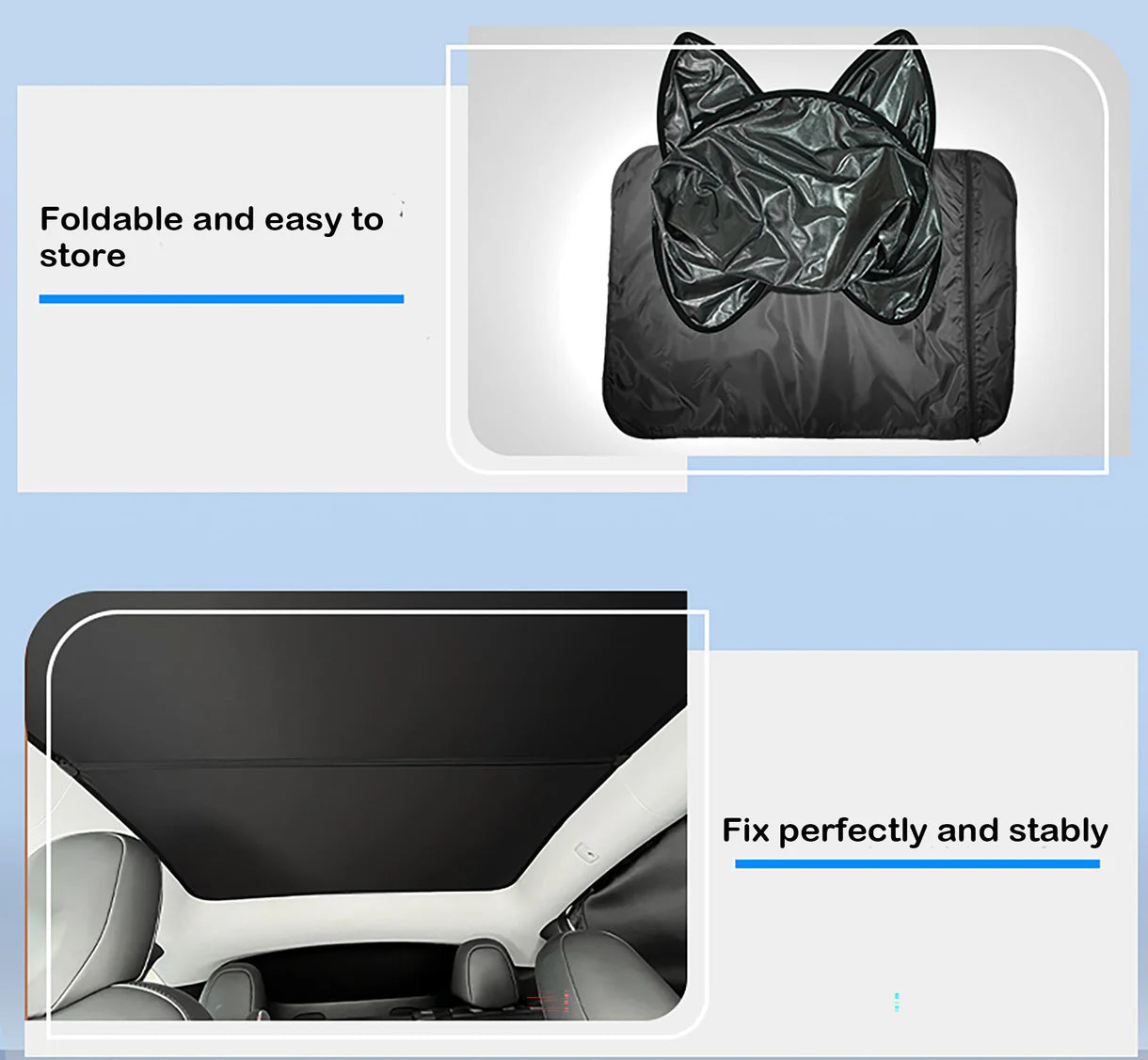 Tesla Model Y Juniper 2025+ Panoramic Glass Roof Sunshade Kit – Full Coverage UV & Heat Insulation Sunshade for Tesla Model Y Juniper AWD/RWD/Performance