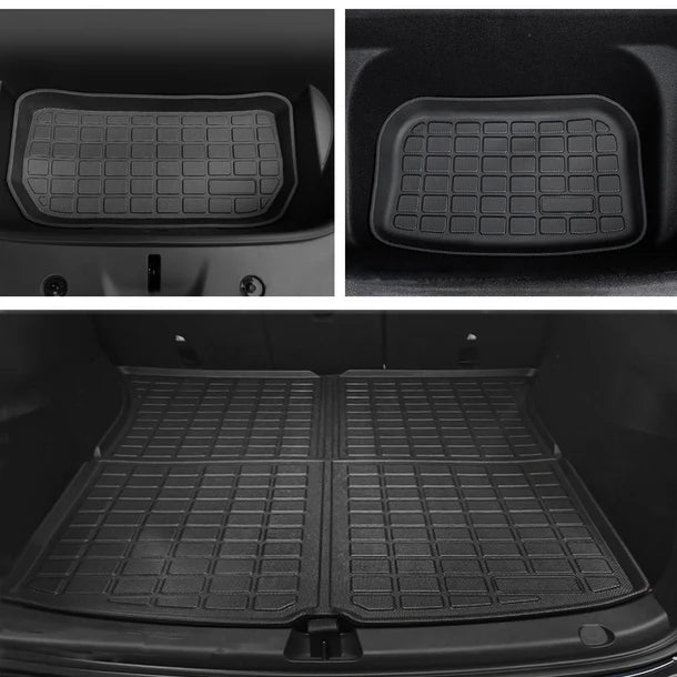 2020–2024 Tesla Model Y All-Weather Cargo Mats Full Set | Custom Fit TPE Trunk Liner, Waterproof & Non-Slip Protection