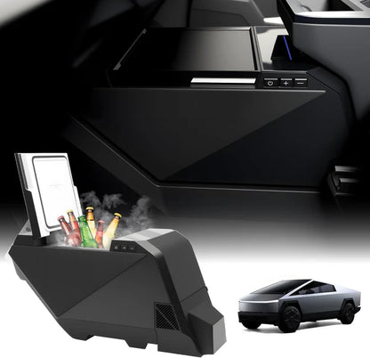 18L Center Console Floor Refrigerator for Tesla Cybertruck | Custom-Fit Portable Cooler Fridge with Dual Cooling Modes, USB-C Fast Charging & ECO Energy Saving
