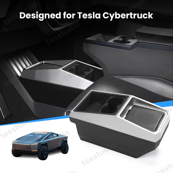 Tesla Cybertruck Aisle Central Storage Box | Lower Center Console Organizer | Multi-Compartment Interior Accessories for Neat & Secure Storage