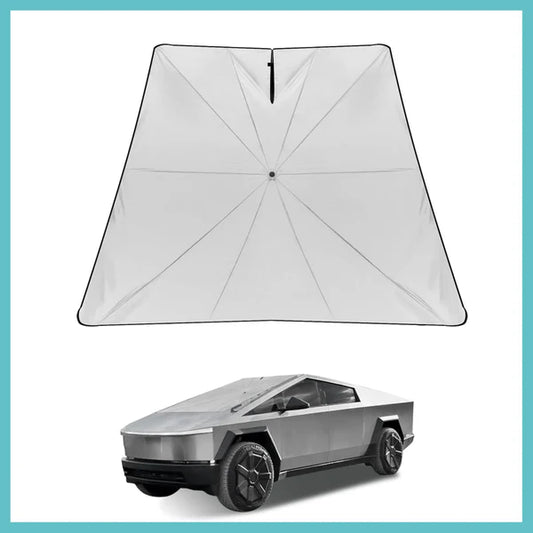 Cybertruck Windshield Sun Shade Umbrella-Style Cover — Custom Fit Heat Reflective Sunshade with 99% UV Protection, Foldable & Easy Storage for Tesla Cybertruck