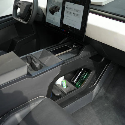 Tesla Cybertruck Aisle Central Storage Box | Lower Center Console Organizer | Multi-Compartment Interior Accessories for Neat & Secure Storage