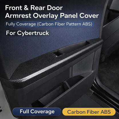 Tesla Cybertruck Front & Rear Door Armrest Overlay Covers – Full Coverage Carbon Fiber Pattern ABS Interior Accessories