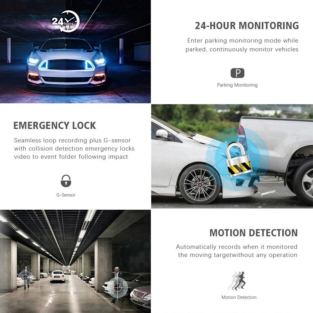 The BlackBox DashCam features continuous monitoring, parking mode, and collision detection, allowing for seamless loop recording and emergency lock activation.