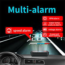 The Car HUD M7 has a multi-alarm system with auto speed detection and headlight notifications.