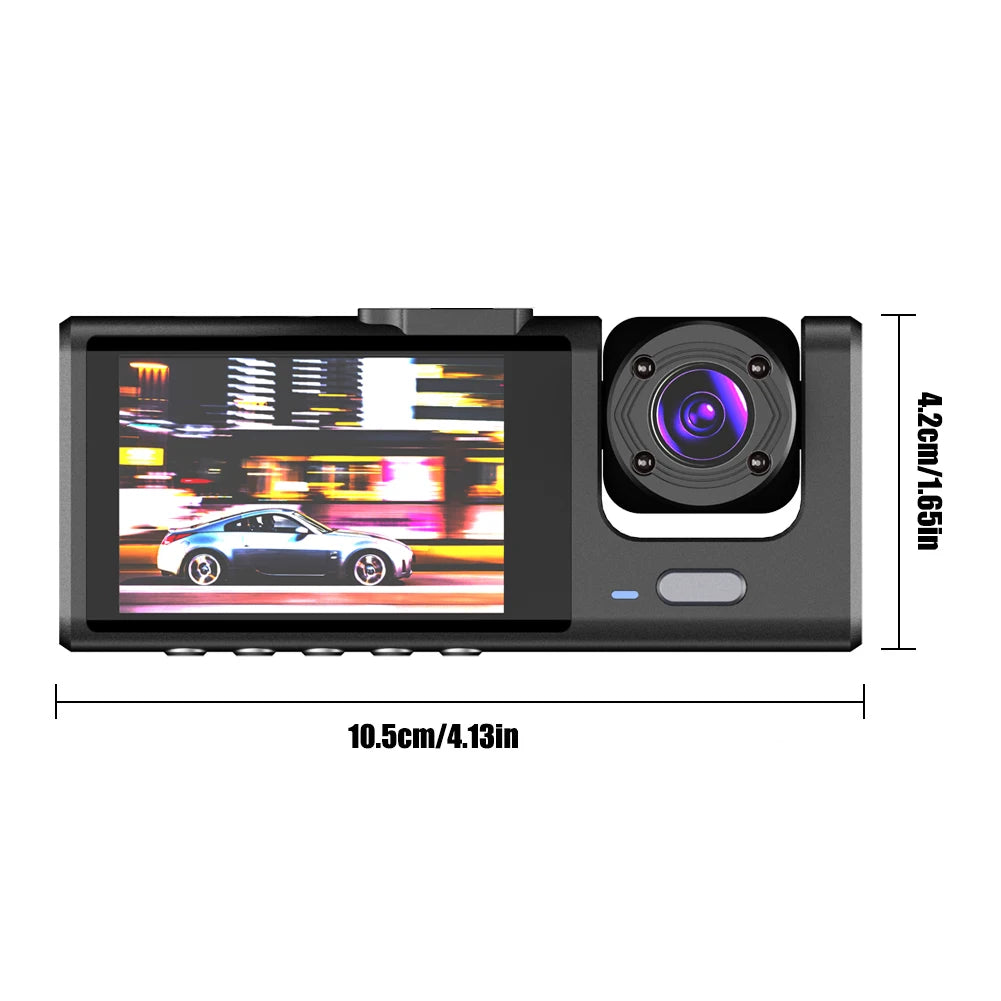 The Kocam 3-Channel Dash Cam is a car camera video recorder with features like loop recording, automatic power on/off, and support for USB and TF cards.