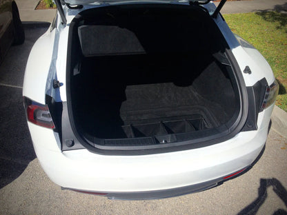 Tesla Model S Trunk Organizer (2012-2020) – Adjustable Storage for Accessories, Cables, Groceries, and Gear