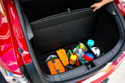 Tesla Model S Trunk Organizer (2012-2020) – Adjustable Storage for Accessories, Cables, Groceries, and Gear
