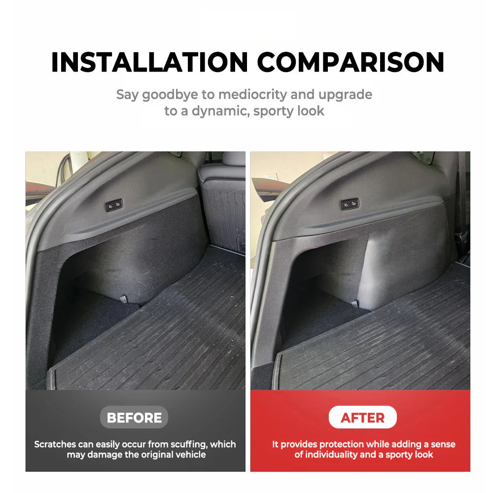 2025+ Tesla Model Y Juniper Trunk Side & C-Pillar Protector Kit – OEM-Fit TPE Interior Cargo Panel Guards for RWD, AWD & Performance