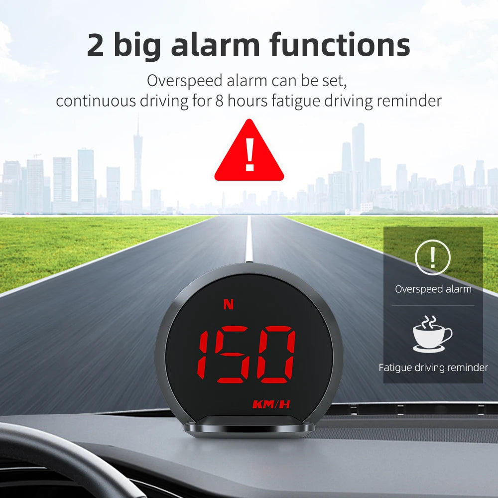 Two alarm functions alert drivers: overspeed and fatigue reminders for safe driving.