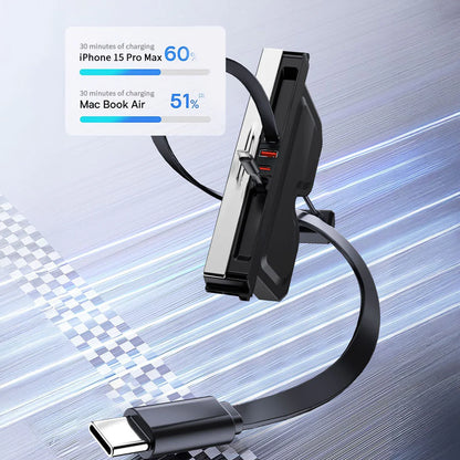 USB Hub Docking Station for Tesla Model 3 Highland 2024+ & Tesla Model Y Juniper 2025+ – Center Console USB Expansion Hub with PD 65W Fast Charging, Dual Retractable Type-C Cables, Multi-Device Charging Dock