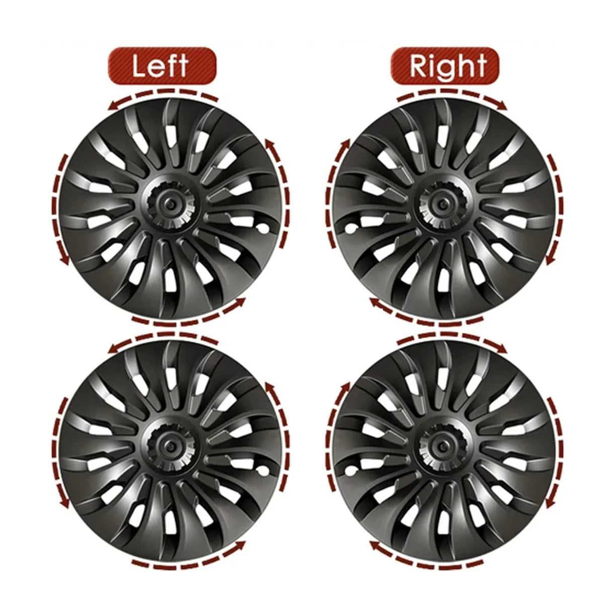 UberTurbine 18-Inch Wheel Cover Single Replacement for Tesla Model 3 Highland 2024+ (Photon Wheels Only) – Aerodynamic 14-Spoke Design, PC-ABS Durable Rim Protector, Satin & Gloss Black Options