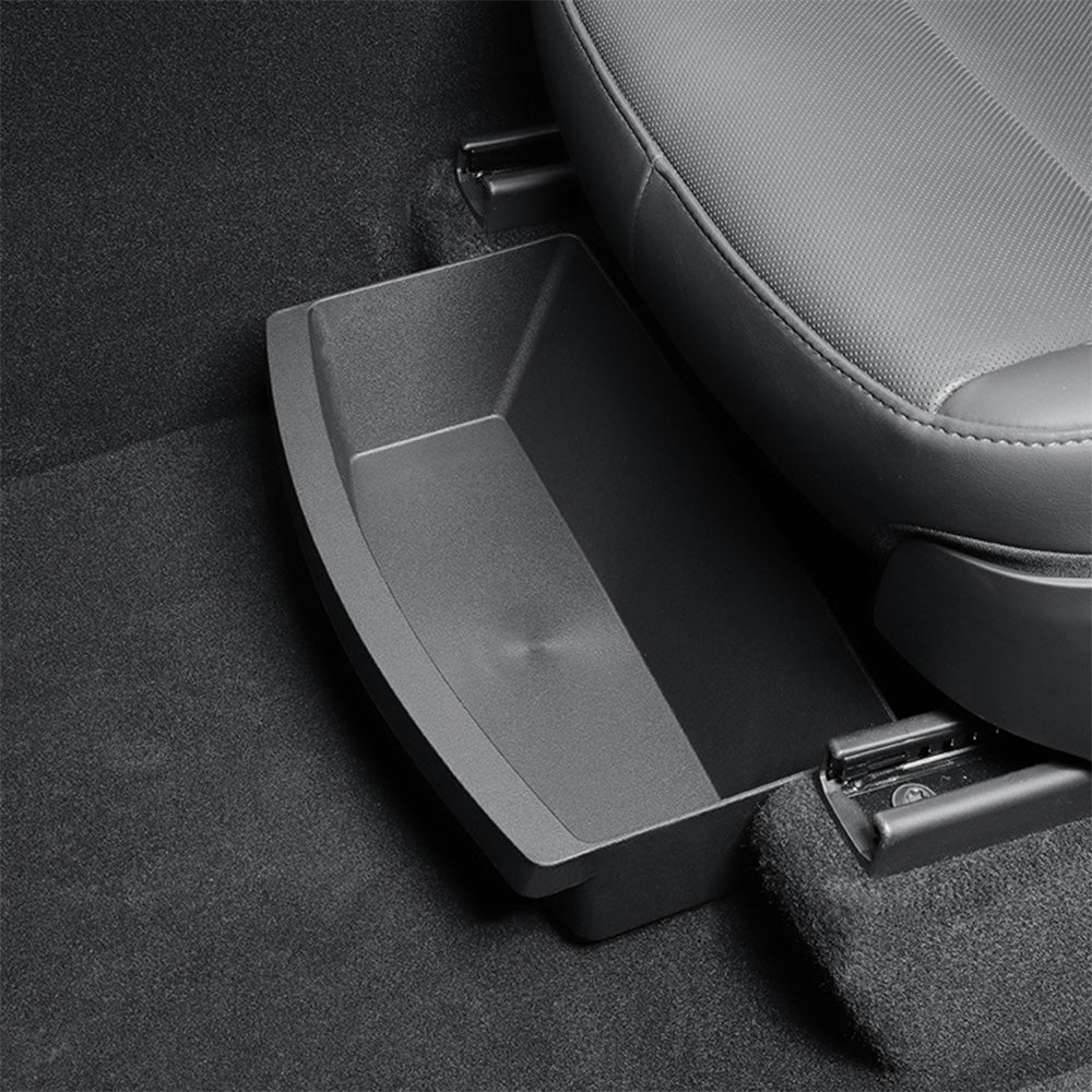 2026+ Tesla Model Y Juniper Under Seat Storage Organizer (2PCS) – Custom TPE Hidden Drawer Storage Box Set for Front & Rear Seat Space, Interior Accessories Upgrade