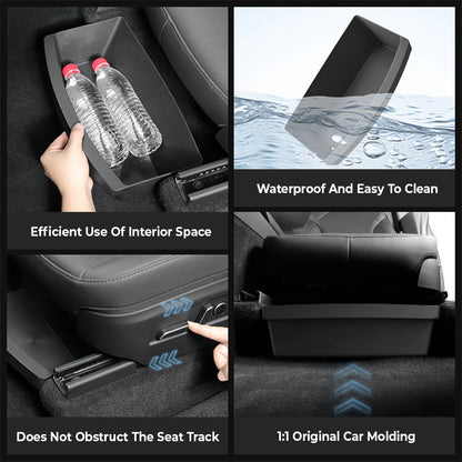 2026+ Tesla Model Y Juniper Under Seat Storage Organizer (2PCS) – Custom TPE Hidden Drawer Storage Box Set for Front & Rear Seat Space, Interior Accessories Upgrade