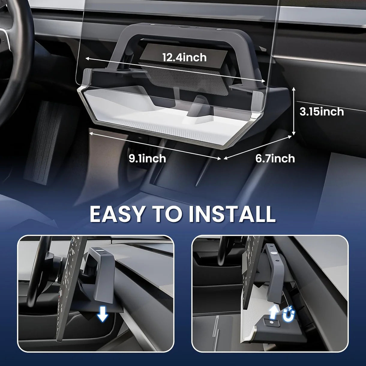Under Screen Storage Organizer Tray for Tesla Model 3 Highland (2024–2026+) & Model Y Juniper (2025–2026+) – Magnetic Fit Center Console Storage Box for 15.4” / 16” Display, Anti-Slip & Noise Reduction Design