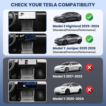 Under Screen Storage Organizer Tray for Tesla Model 3 Highland (2024–2026+) & Model Y Juniper (2025–2026+) – Magnetic Fit Center Console Storage Box for 15.4” / 16” Display, Anti-Slip & Noise Reduction Design