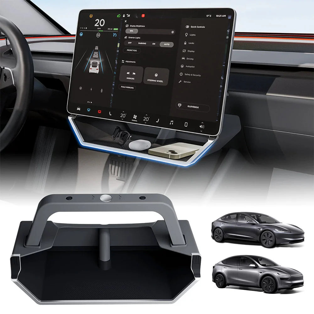 Under Screen Storage Organizer Tray for Tesla Model 3 Highland (2024–2026+) & Model Y Juniper (2025–2026+) – Magnetic Fit Center Console Storage Box for 15.4” / 16” Display, Anti-Slip & Noise Reduction Design