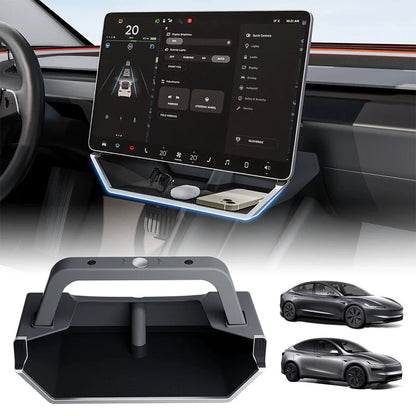 Under Screen Storage Organizer Tray for Tesla Model 3 Highland (2024–2026+) & Model Y Juniper (2025–2026+) – Magnetic Fit Center Console Storage Box for 15.4” / 16” Display, Anti-Slip & Noise Reduction Design