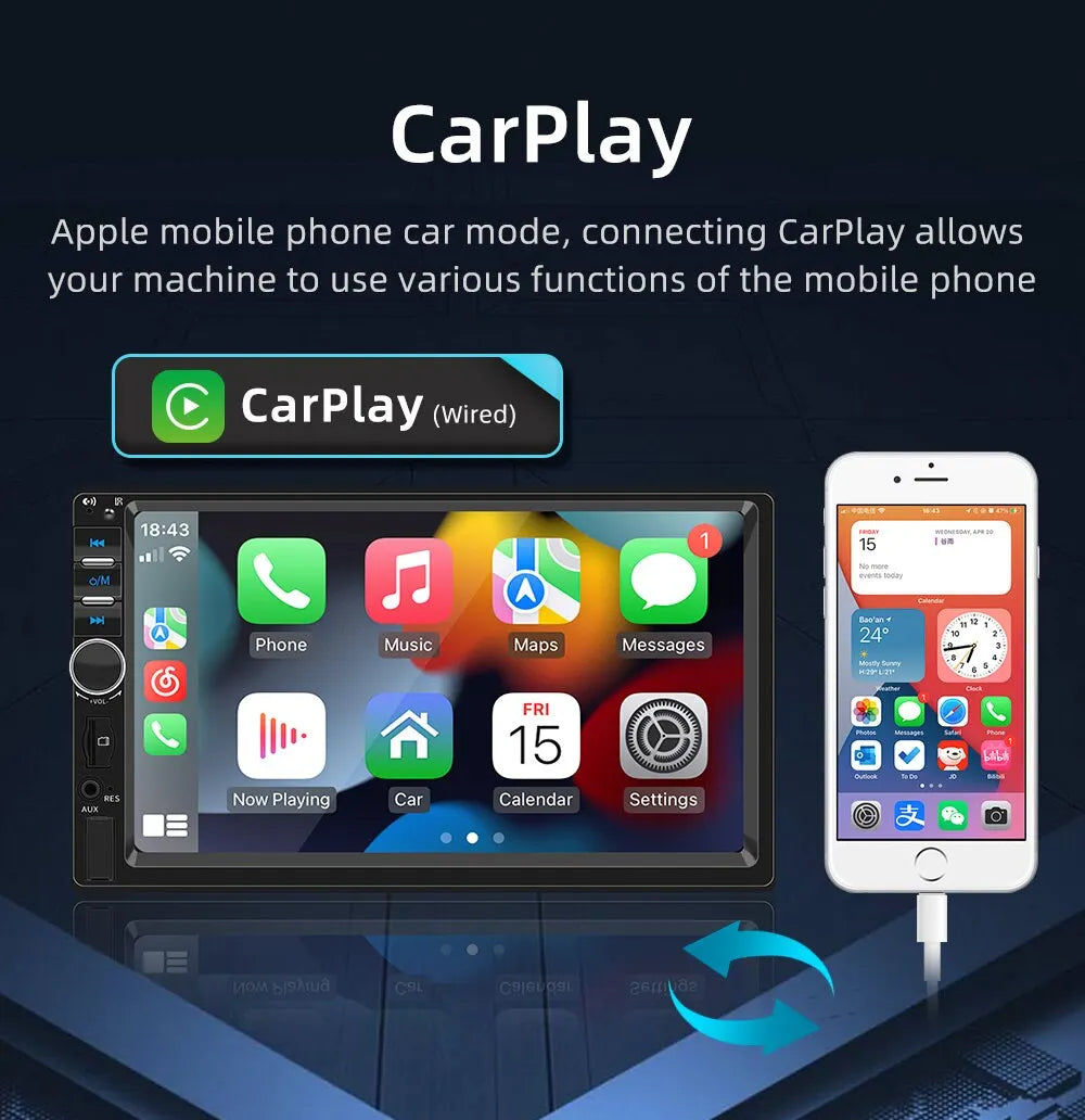 Universal CarPlay, Connect iPhone to car system via CarPlay for music, maps, messaging, and more.