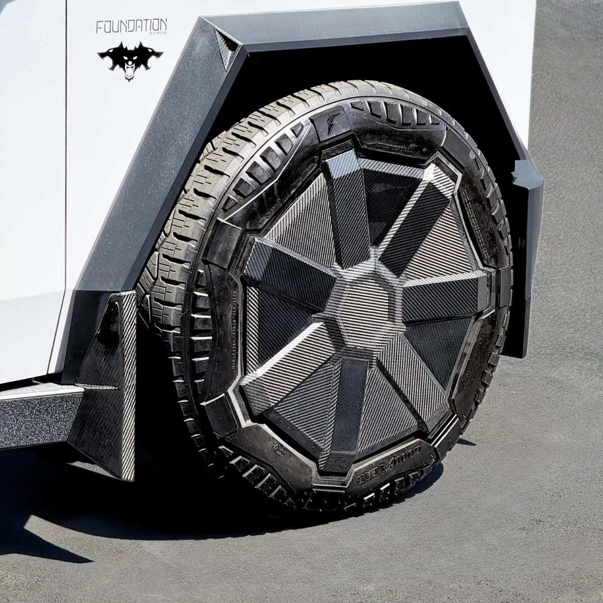 Tesla Cybertruck All-Terrain Cyber Wheel Cap Replacement – Full Replacement Dry Molded Carbon Fiber Wheel Covers (Set of 4)
