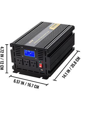 VEVOR Modified Sine Wave Power Inverter 1500W-5000W DC 12/24V to AC 110/120V with LCD Display Remote Controller for Camping Use