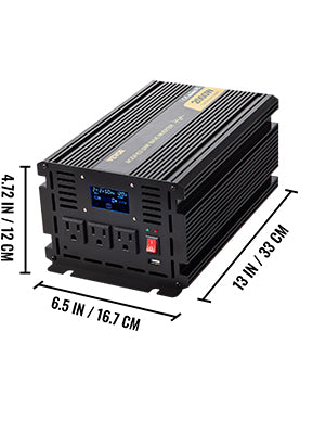 VEVOR Modified Sine Wave Power Inverter, A built-in silent cooling fan turns on when the internal temperature reaches 113°F / 45°C.