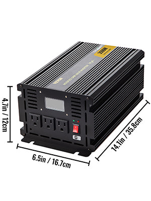 VEVOR Modified Sine Wave Power Inverter, LCD screen and LED indicators help users quickly understand power inverter operation.