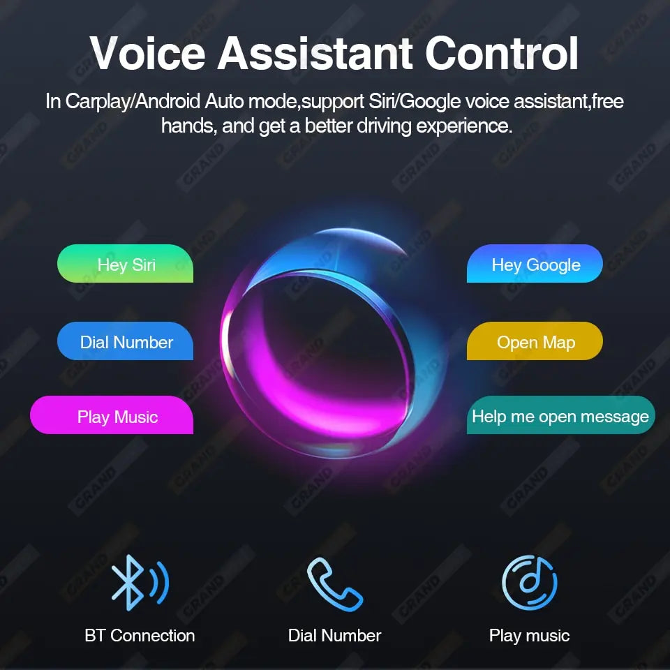 Voice assistant control for carplay/android auto, supports siri and google, enables hands-free driving