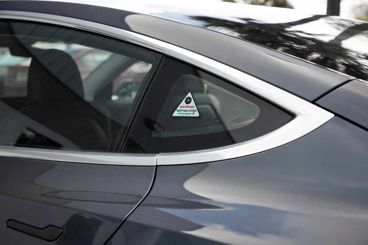 Tesla Sentry Mode Warning Window Clings – Set of 4, Camera Surveillance Alerts for Model S, 3, X & Y