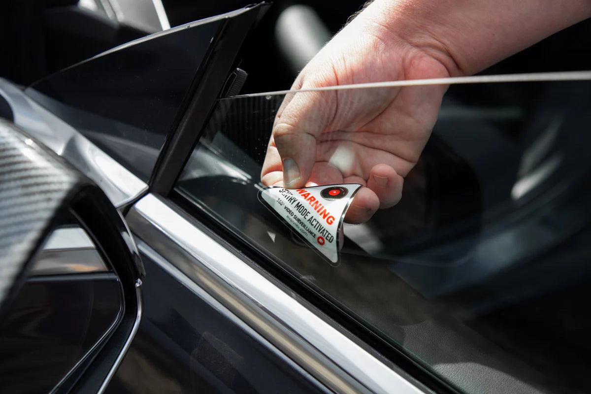 Tesla Sentry Mode Warning Window Clings – Set of 4, Camera Surveillance Alerts for Model S, 3, X & Y