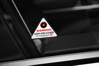 Tesla Sentry Mode Warning Window Clings – Set of 4, Camera Surveillance Alerts for Model S, 3, X & Y