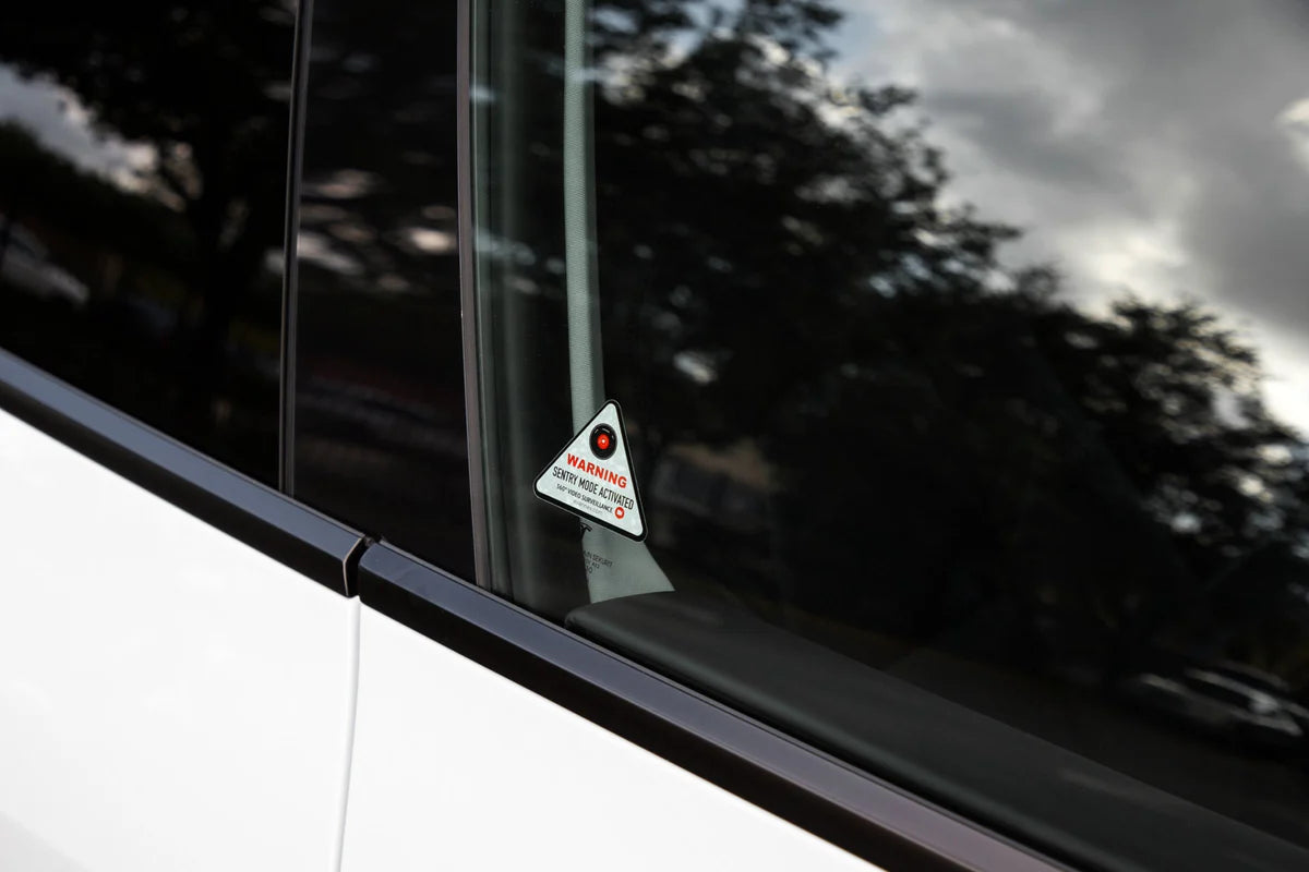 Tesla Sentry Mode Warning Window Clings – Set of 4, Camera Surveillance Alerts for Model S, 3, X & Y