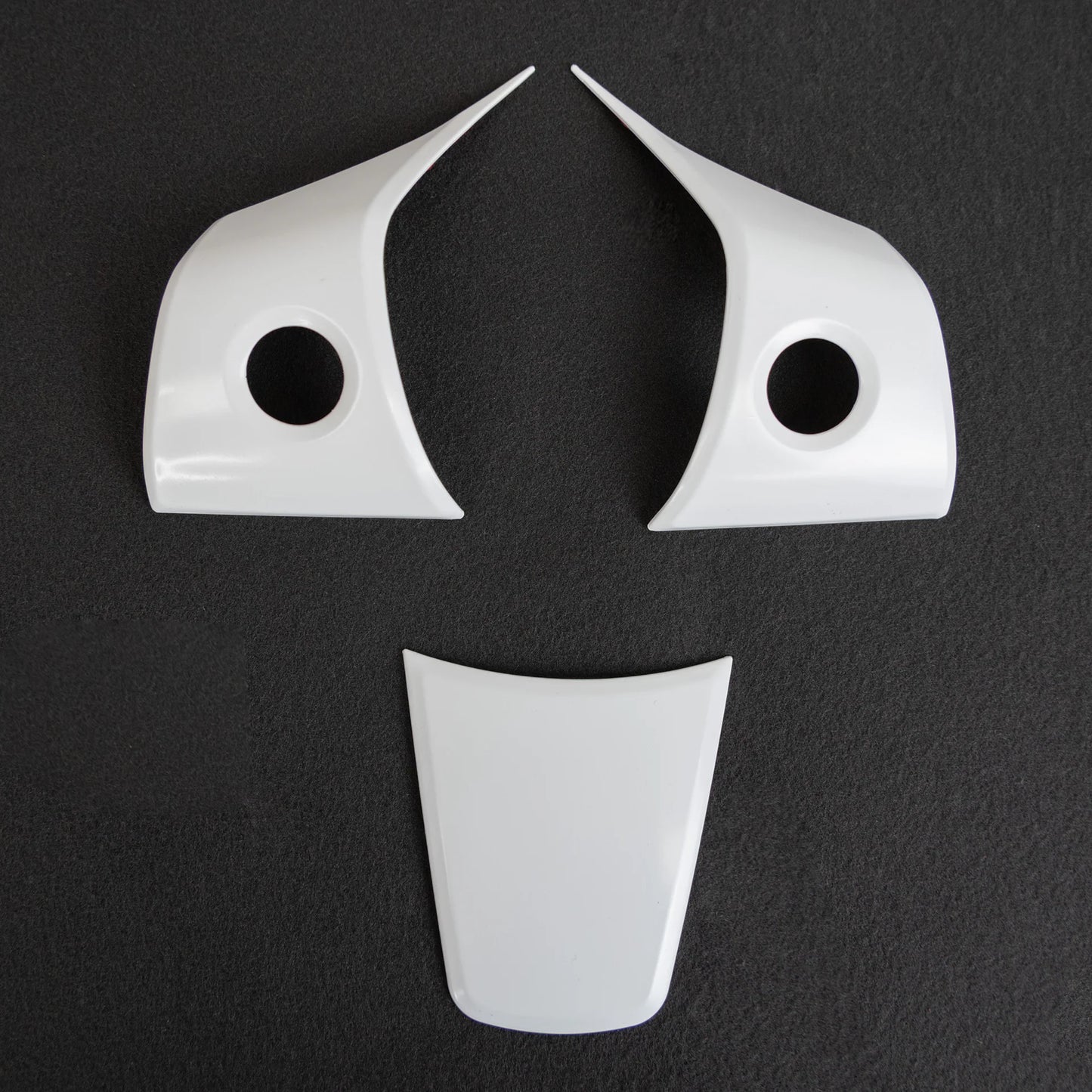 2017–2023 Tesla Model 3 & 2020–2024 Model Y Steering Wheel Overlay Trim (3-Piece Set) – Matte White ABS Interior Cover