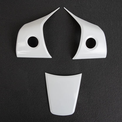 2017–2023 Tesla Model 3 & 2020–2024 Model Y Steering Wheel Overlay Trim (3-Piece Set) – Matte White ABS Interior Cover