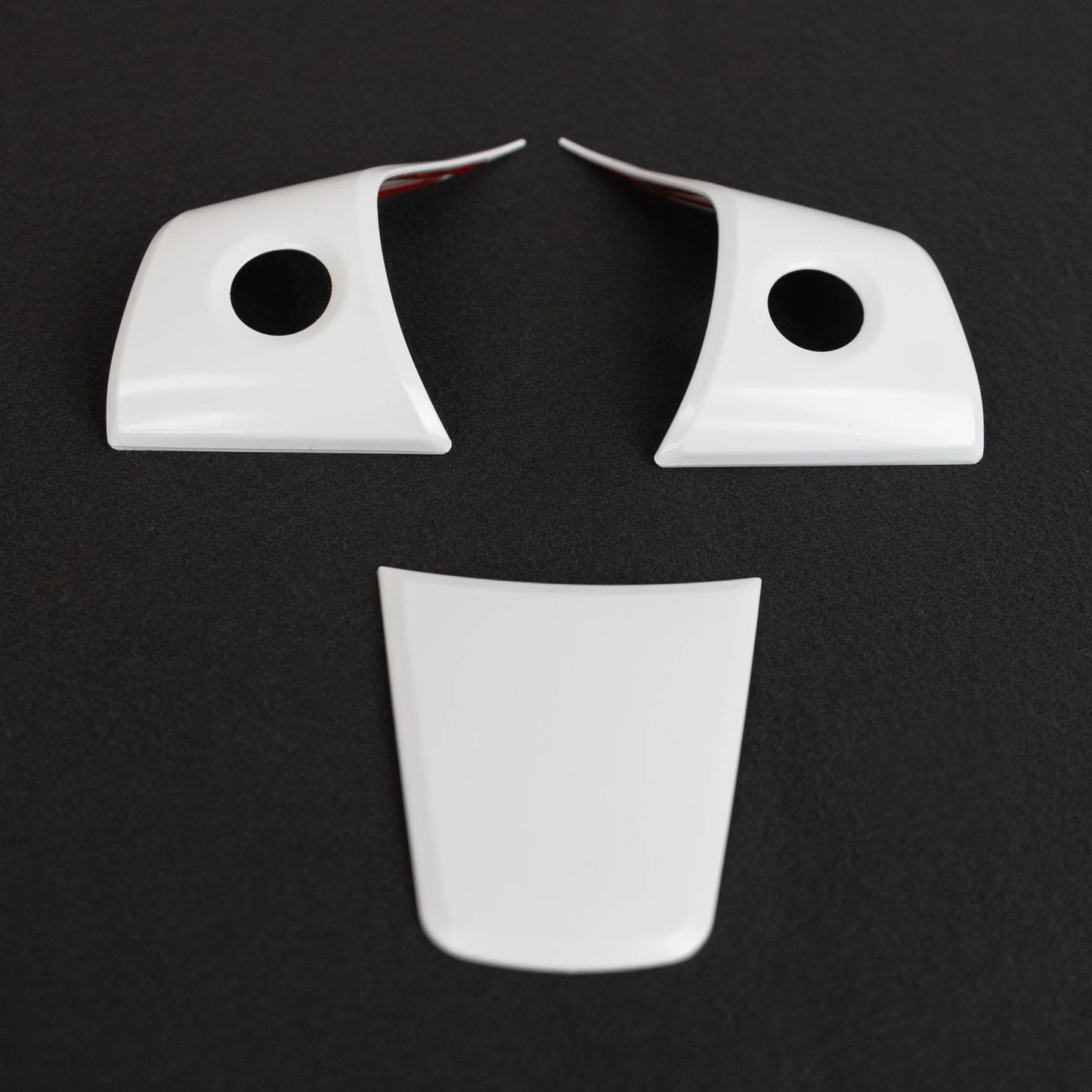 2017–2023 Tesla Model 3 & 2020–2024 Model Y Steering Wheel Overlay Trim (3-Piece Set) – Matte White ABS Interior Cover