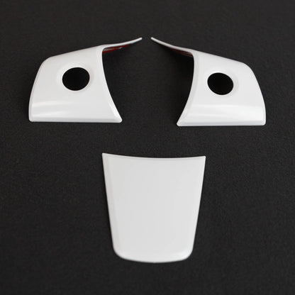 2017–2023 Tesla Model 3 & 2020–2024 Model Y Steering Wheel Overlay Trim (3-Piece Set) – Matte White ABS Interior Cover