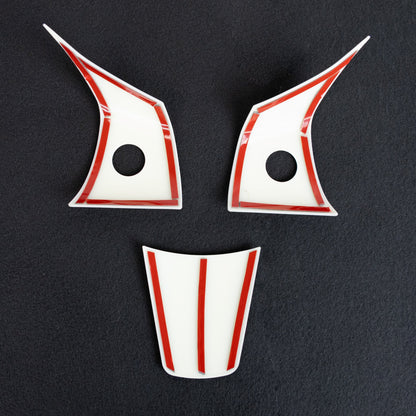 2017–2023 Tesla Model 3 & 2020–2024 Model Y Steering Wheel Overlay Trim (3-Piece Set) – Matte White ABS Interior Cover