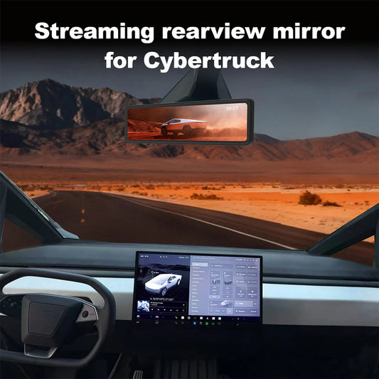 12” Smart Rearview Mirror Dash Cam for Tesla Cybertruck – YESLAK Live Streaming Mirror with Front & Rear Dual Recording, SONY IMX675 Rear Camera, Night Vision, WiFi App Control