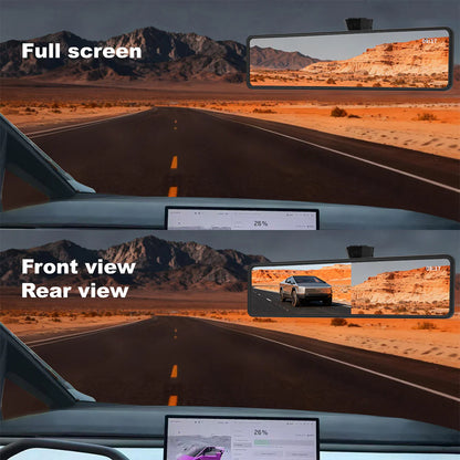 12” Smart Rearview Mirror Dash Cam for Tesla Cybertruck – YESLAK Live Streaming Mirror with Front & Rear Dual Recording, SONY IMX675 Rear Camera, Night Vision, WiFi App Control