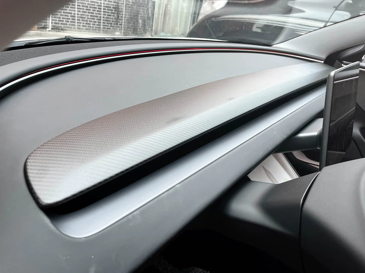 Real Dry Carbon Fiber Dashboard Replacement for 2025+ Tesla Model Y Juniper – OEM-Style Full Dash Trim Replacement with Clip-On Installation, Lightweight Interior Upgrade for Tesla Model Y 2025 2026